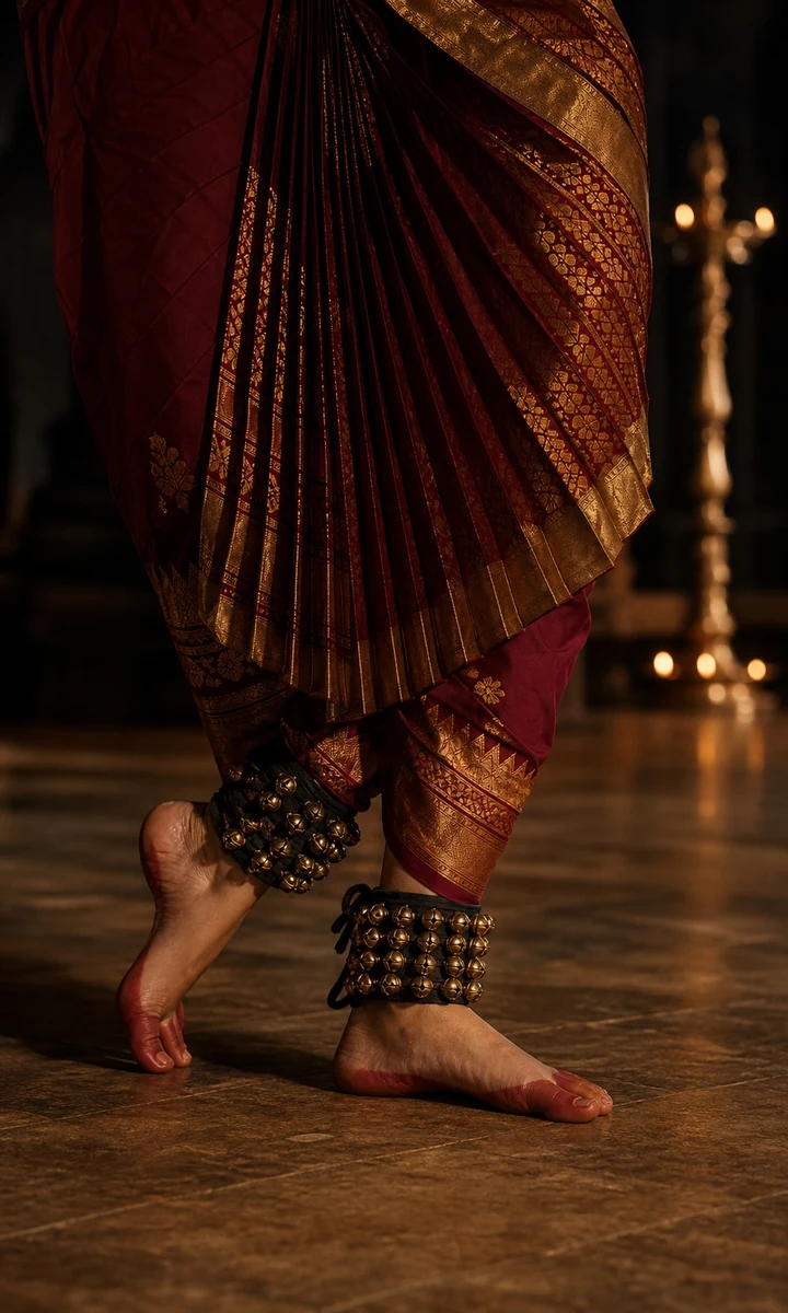 Classical dancer wearing salangai ankle bells